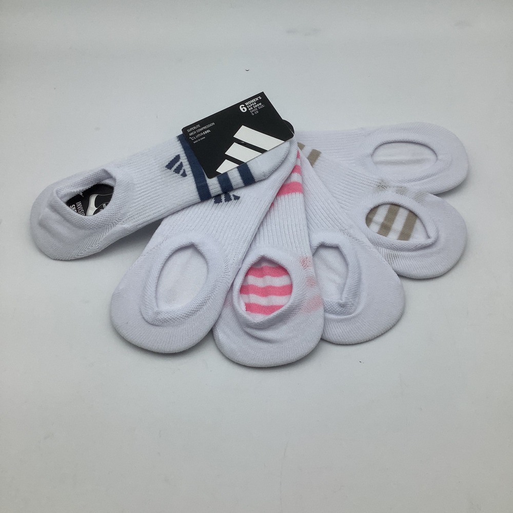 Adidas Superlite Womens 6 Pack Super No Show Socks White ClimaCool Size 5-10 New